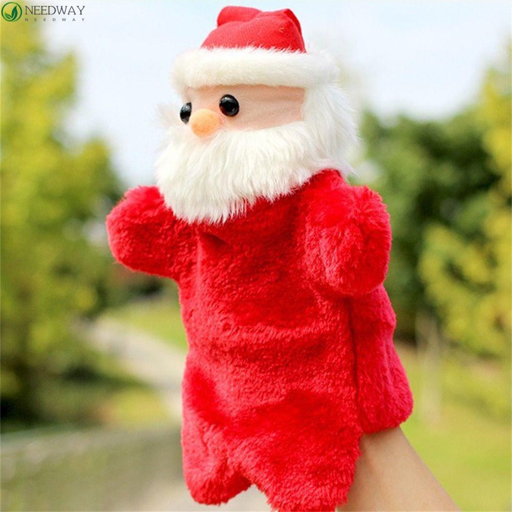 Needway Santa Claus Mainan Mewah Lucu Edukasi Cognition Bercerita Prop Bermain Peran Mainan Hadiah Natal Hand Toy Wayang Tangan Besar