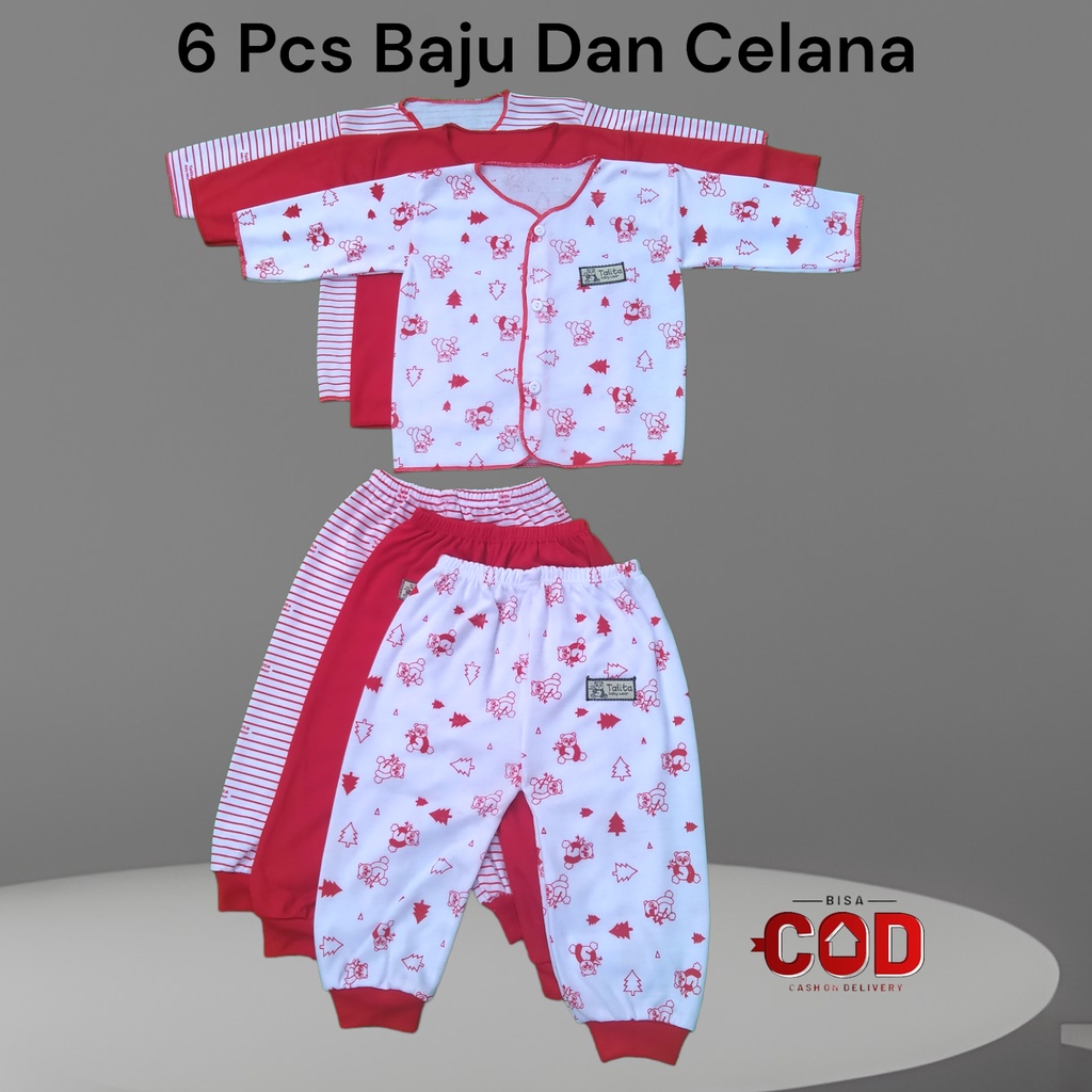 [Terbaru] 3 Stel Baju Bayi lengan panjang-celana panjang