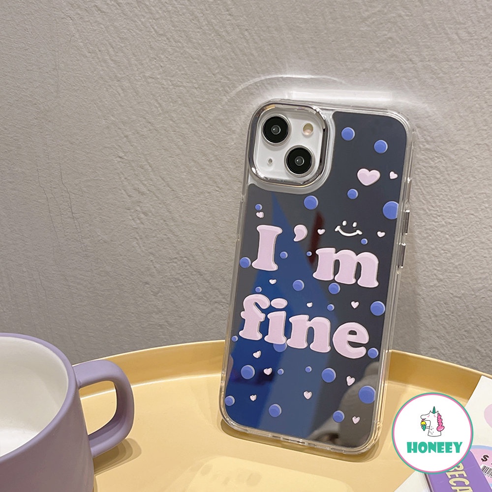 IPHONE Case Cermin Rias Motif Titik Bulat Fashion Untuk Iphone14 11 12 13 Pro Max12 promax Huruf Sederhana Lembut Shockproof Cover