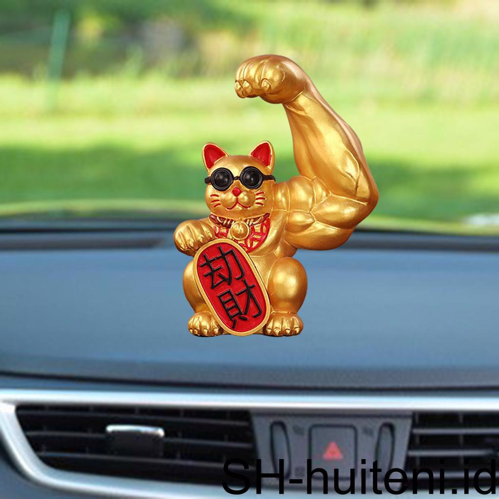 Huit Lucky Cat Giant Arm Figurine Hadiah Dekorasi Showpiece Ornamen Feng Shui Kiri Keberuntungan