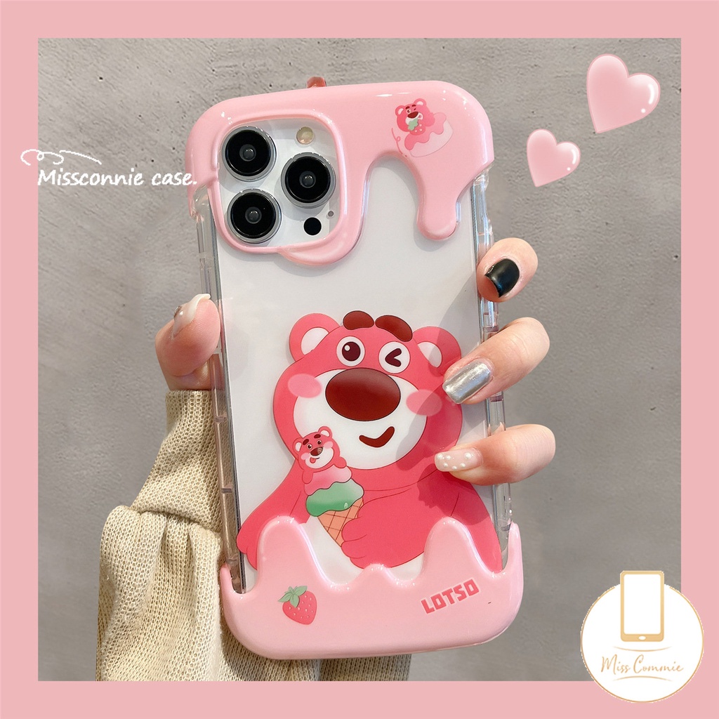 Lovely Couple 3D Ice Cream Case Kompatibel Untuk IPhone 7Plus 11 14 13 12 Pro Max XR X7 8 Plus XS Max Gadis Kartun Beruang Lucu Kelinci Soft Cover