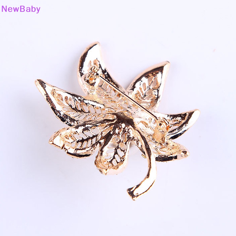 Newbaby Bros Bunga Maple Leaf Pearl Brooch Pin Untuk Wanita Buket Sweater Syal Pakaian Korsase Perhiasan Hadiah ID