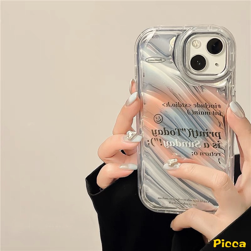 Huruf Sederhana Bagus Bagus Dazzle Color Luxury Laser Card Case Kompatibel Untuk IPhone 7Plus XR 11 13 12 14 Pro MAX X XS Max7 8 6 6S Plus SE 2020 INS Gradient Color Love Heart Cover