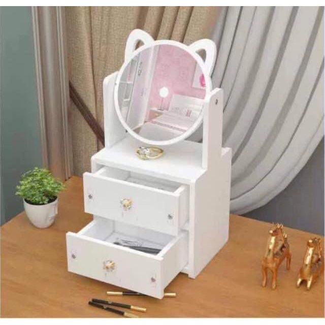 COD - SM88 -  Rak Kosmetik Vintage Cermin hk /Storage Box Kecantikan hello kitty /Kotak Cermin Rias