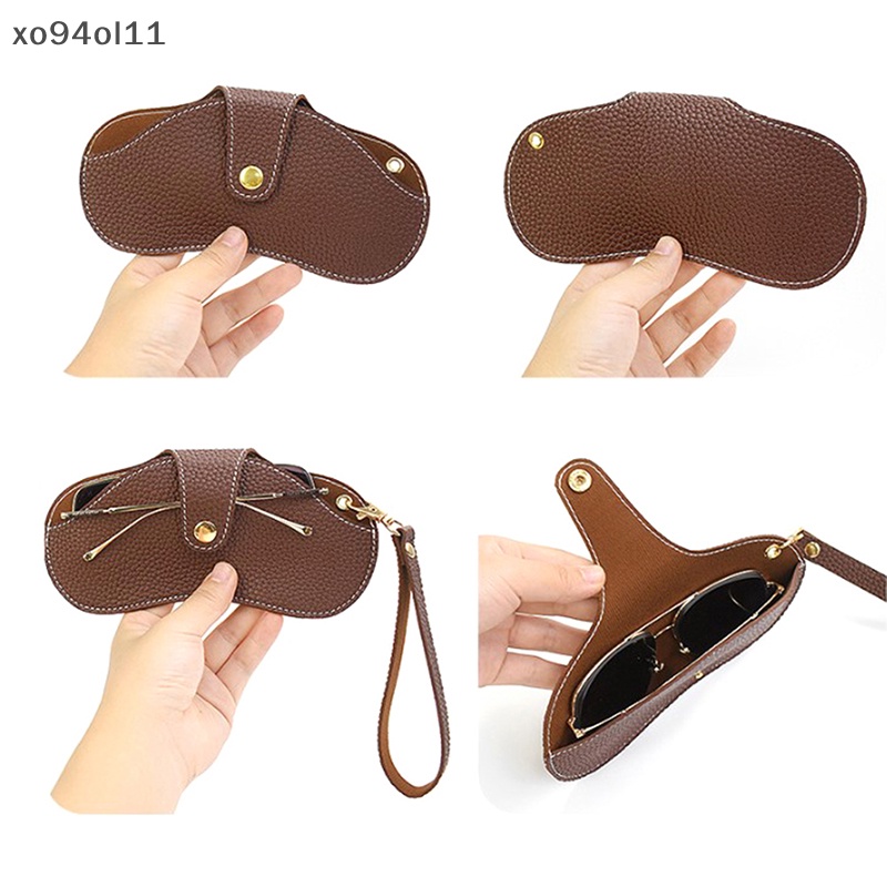 Xo Kesederhanaan Baru Snap Glasses Case PU Leather Eye Glasses Container Cover Portable Sunglasses Kotak Penyimpanan Ultra-Tipis Glasses Case OL