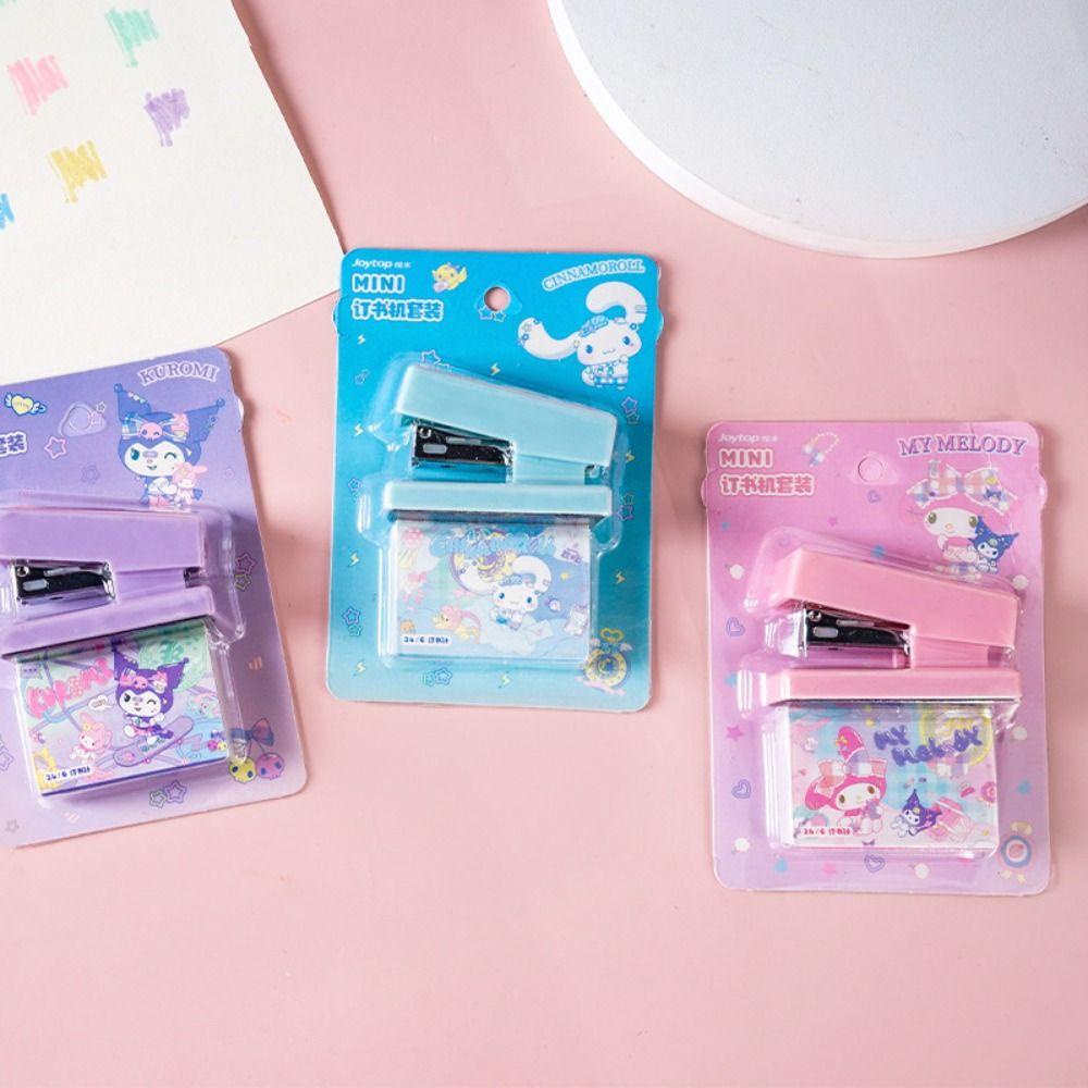 Lanfy Stapler Dengan 400pcs Staples Cute Kawaii Alat Pengikat Kertas Stationery Metal Tahan Lama Untuk Kantor