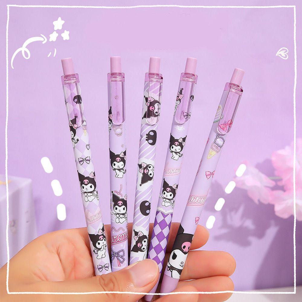 Mxbeauty 5pcs /Set Press Gel Pen Kawaii Black Ink Alat Tulis 0.5mm Pena Gel Netral Untuk Pelajar