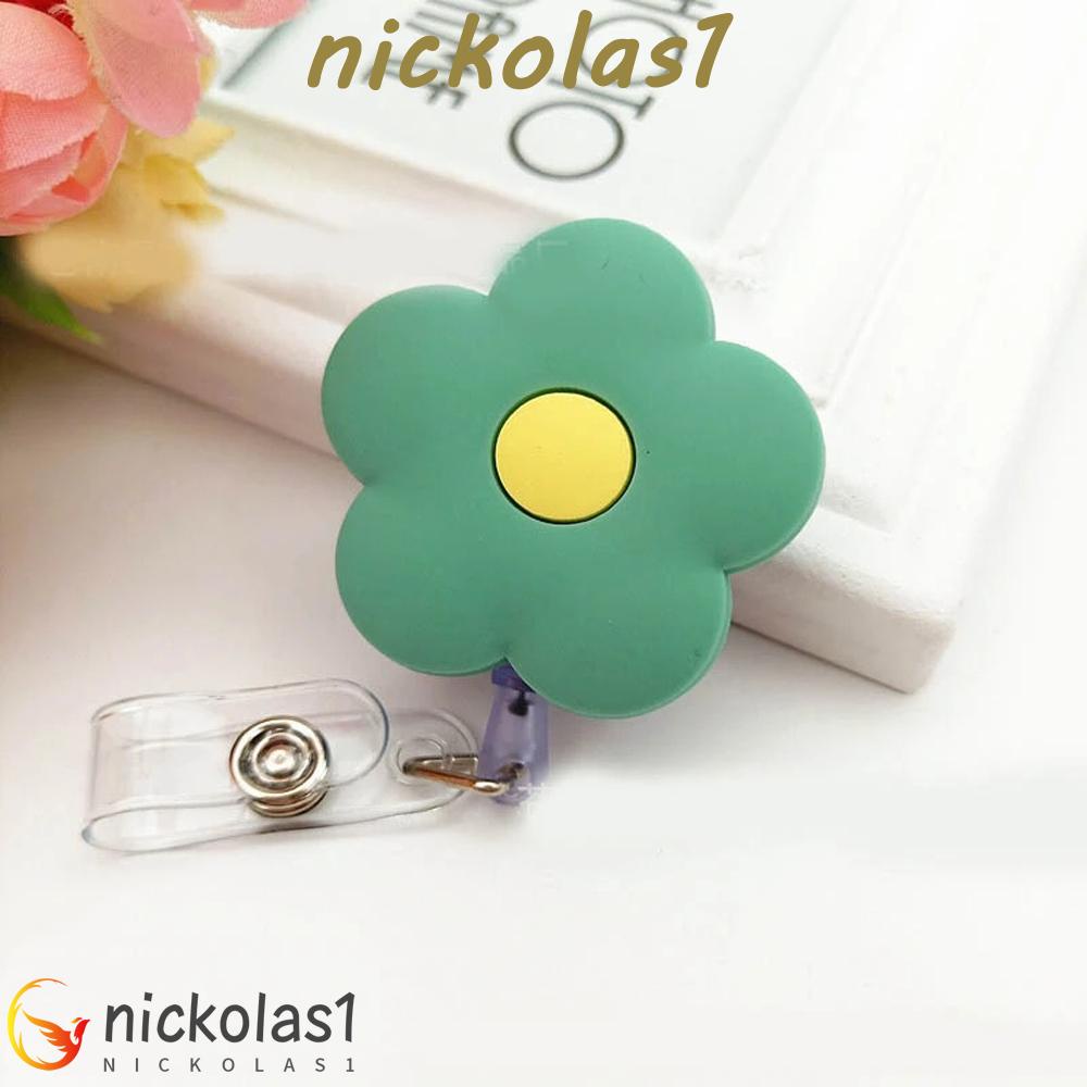 Nickolas1 Retractable Badge Reel Kreatif Silikon Enfermera Bunga Yang Indah Dokter Perawat Lencana Pemegang