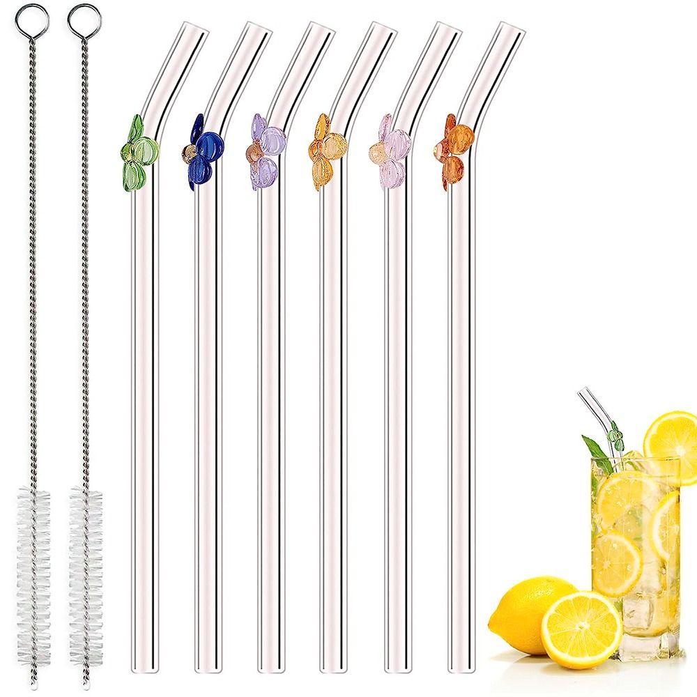 [Elegan] Sedotan Minum Aesthetic Colorful Tableware Glass Bening Perlengkapan Pesta