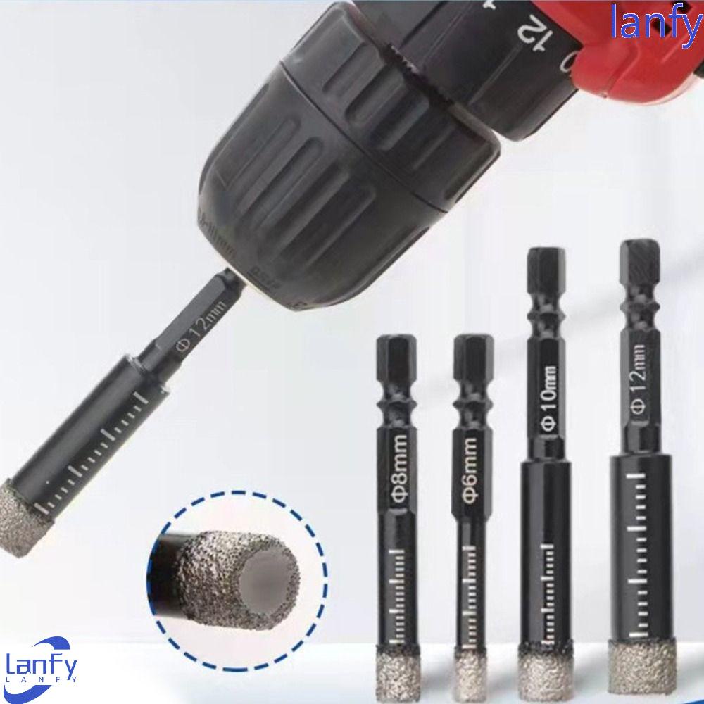 Lanfy Mata Bor Ubin Diamond Coated Brazing Diamond Drill Bit Hexagonal Shank Mata Bor Marmer Kering Untuk Kaca