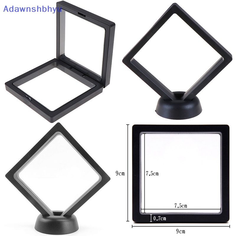 Adhyu 90*90mm Hitam 3D floag Perhiasan Koin display frame holder Kotak case w/ stand ID