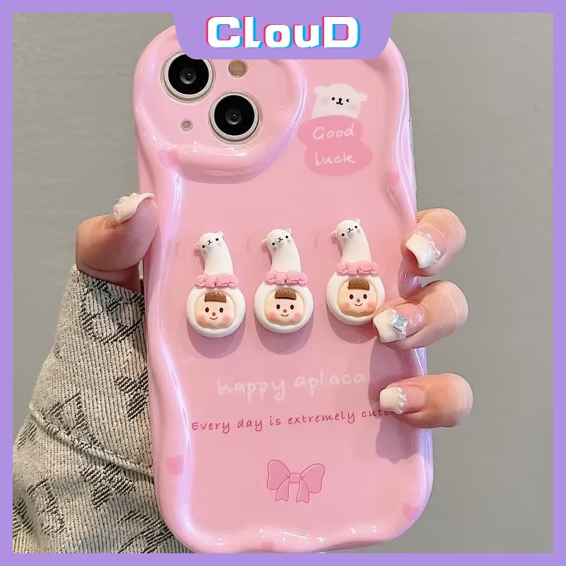 Soft Case Glossy Pinggiran Melengkung Bergelombang 3D Untuk Redmi 9A 9 10A 9T 10C A1 10 A2 9C NFC Redmi Note 12 11 9 10s 8 11s 10 Pro Max POCO M3 3D Mainan Kartun Lucu Cute Alpaka Cewek Case