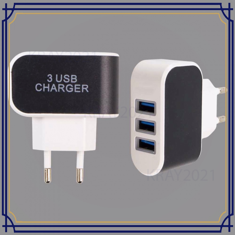 Adapter Travel Charger USB 3 Port 5V 3.1A EU Plug LED -CG659