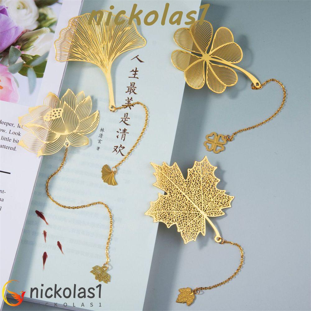 Nickolas1 Bookmark Maple Leaf Perlengkapan Sekolah Klip Halaman Tempat Buku Retro Book Clip Chinese Style Leaf Bookmark