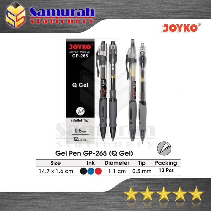 

Gel Pen Joyko Q Gel GP 265 / GelPen QGel GP-265 0.5 mm Pulpen JK Cetek - Hitam