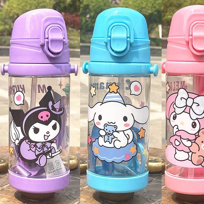 450ml Kawaii Sanrio Botol Air My Melody Kuromi Cinnamoroll Sport Coffee Cup Portable Lanyard Kettle Kartun Hadiah Mahasiswa Gelas Minum