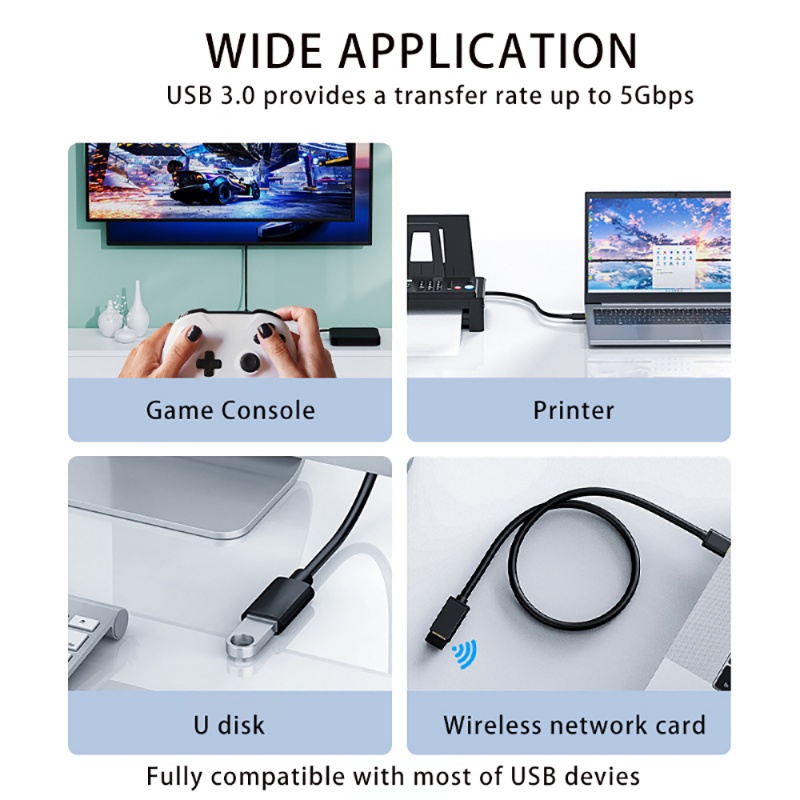 Kabel Data Extender Kabel USB Ke USB/Kabel Ekstensi Transfer Data/Kabel Transfer Cepat USB 3.0 2.0/jalur Ekstensi Bold Tahan Lama Untuk Smart TV Perangkat Antarmuka VGA