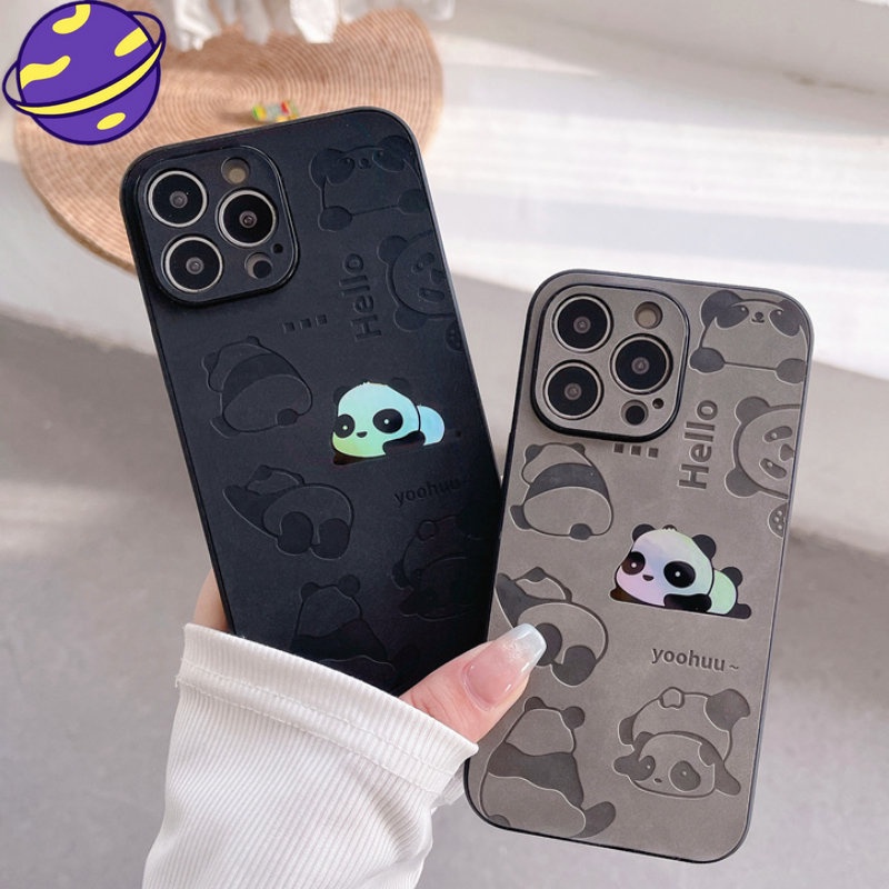 IPHONE Kartun Panda Casing Mewah Laser Ponsel Penutup Belakang Untuk Iphone14 13 12 11Pro X XS Max XR Casing Perlindungan Jatuh