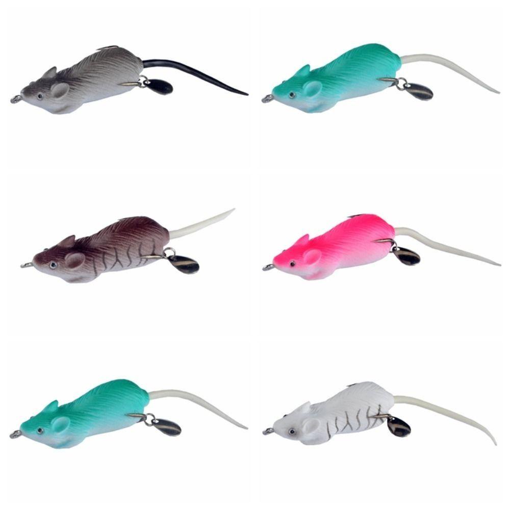 Lanfy Mouse Fishing Lure 60mm Bionics Mouse Ikan Kecil Lure Mouse Double Hook Soft CrankBait Propeller Lure Plopper Umpan Bionic Ikan Hitam Buatan Memancing Umpan Engkol Lembut