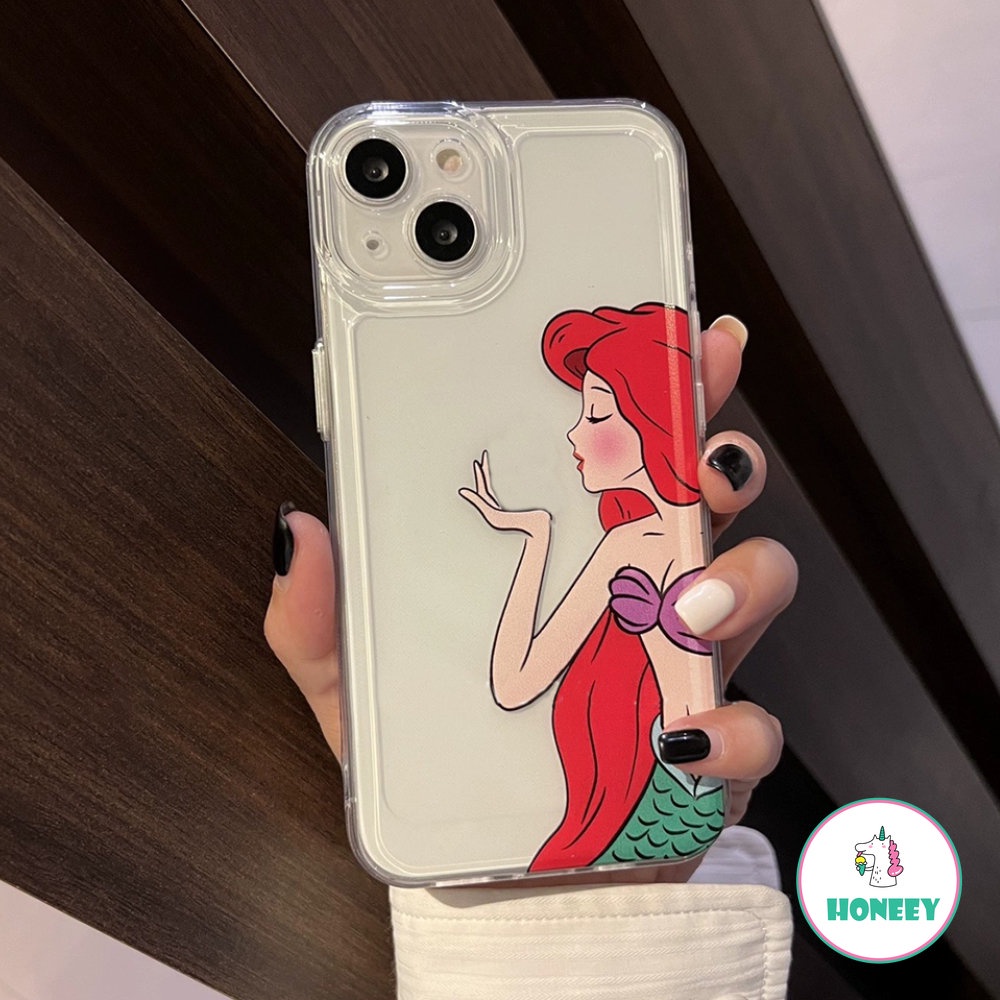 Casing Ponsel Kartun Mermaid Ariel Princess Untuk iPhone 14 Pro 13 12 11 Pro Max XR XS 7 8 plus Bening Lembut Shockproof Back Cover