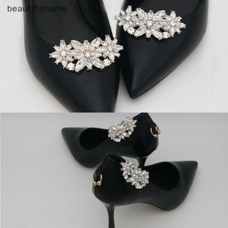 {beautifulhome} 1pc Lady Shoe Clip Shiny Rhinestone Klip Hias Wanita Pesona Sepatu Gesper.