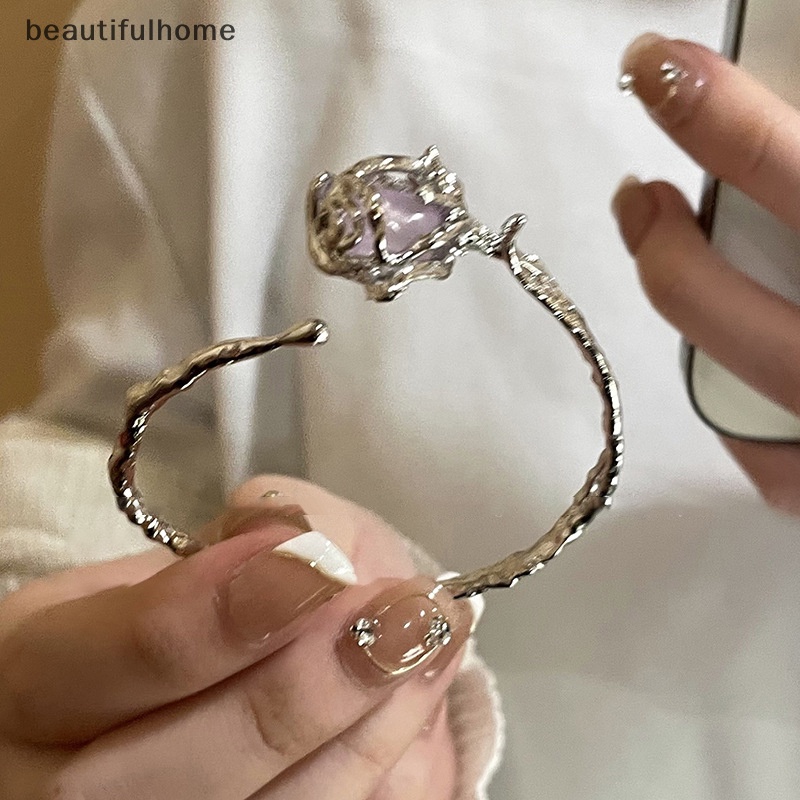 {beautifulhome} Fashion Rose Gelang Gothic Lava Tidak Teratur Alloy Adjustable Bunga Bangle Untuk Wanita Pesta Pernikahan Hip Pop Perhiasan Aksesoris.