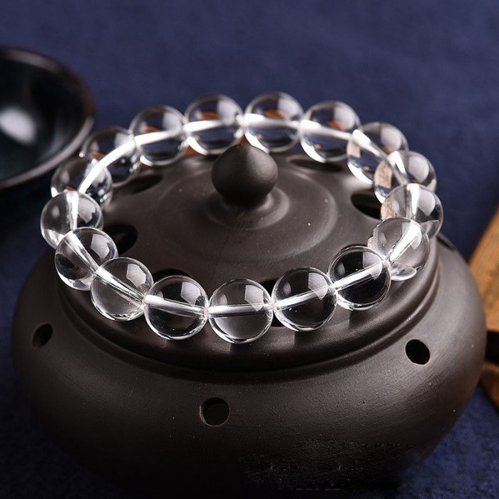 Gelang Batu Kristal Transparant Bening Quartz Natural Asli Import G357