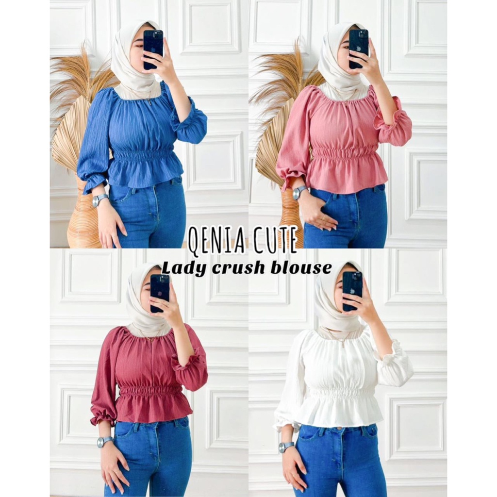 BEFAST - ZFS OOTD WANITA BLOUSE RISMA / QENIA LADY CRUSH BLOUSE / Atasan Wanita Lengan Panjang / Pakaian Casual Wanita Kerja / Blouse Polos Formal / OOTD Wanita Hijab Style / Fashion Kekinian Remaja ABG / Blouse Model Terbaru