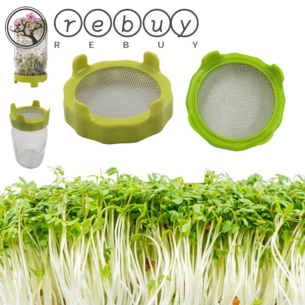 Rebuy Sprouting Lid With Screen Mesh Mason jar Alat Kecambah Penyaring Perkecambahan Benih Pembibitan