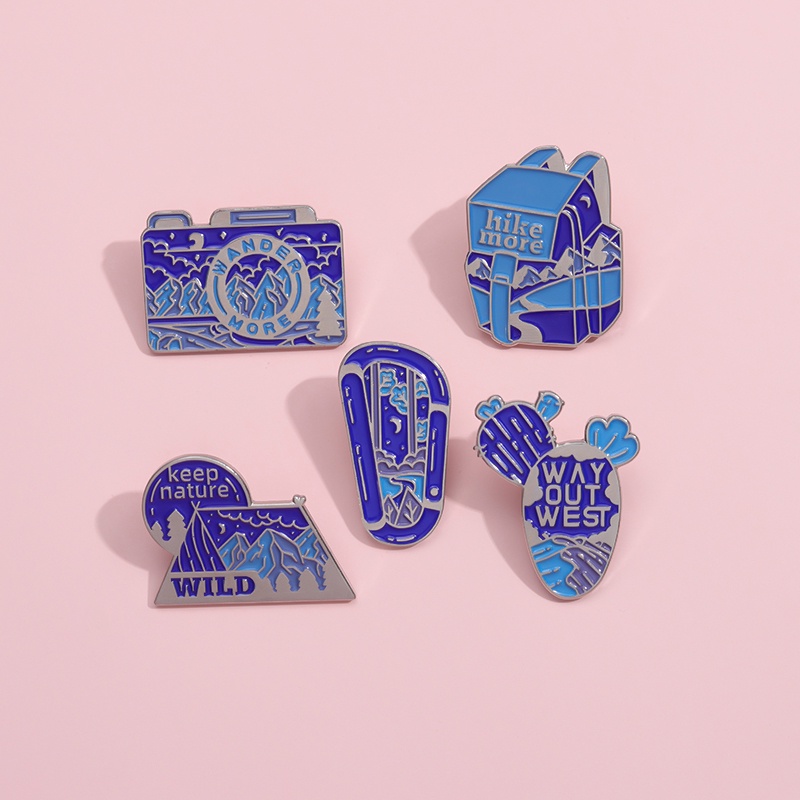 Keep Nature Enamel Liar Pin Bros Kreatif Gunung Kaktus Kamera Bros Kerah Lencana Perjalanan Luar Ruangan Perhiasan Hadiah