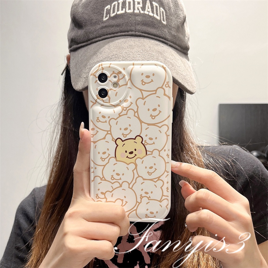 Redmi A1 12C 10C 10A 10 9 9A 9C 9T Note 12 11 Pro+11s 11 10s 10 9s 9 8 Pro Poco X4Pro X3Pro Mi 11 Lite 11T 10TPro 12Pro Strawberry Winnie Bear Phone Case TPU Soft Cover Pelindung