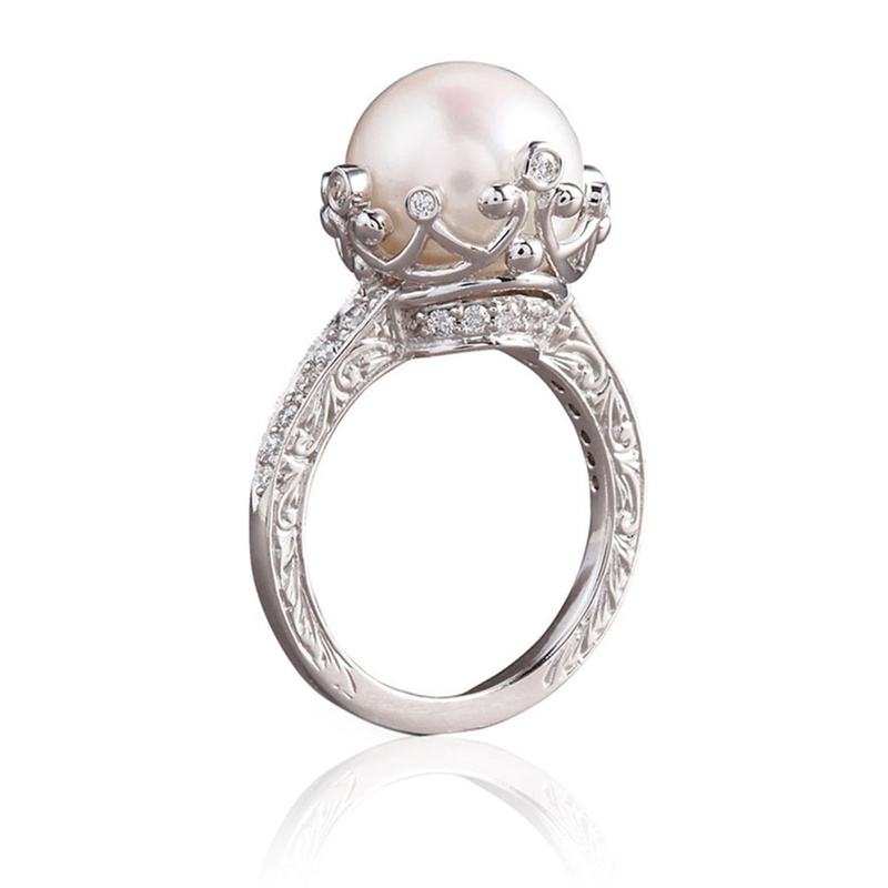 Cincin Setting Mutiara Imitasi Bulat Besar Desain Unik Untuk Wanita Tunangan Pesta Pernikahan Fashion Female Ring