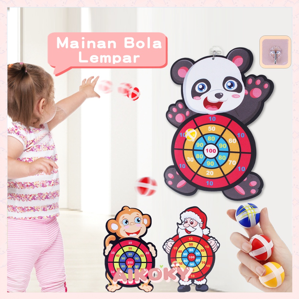 Aikoky Mainan Lempar Bola Dinding Dart Board Anak