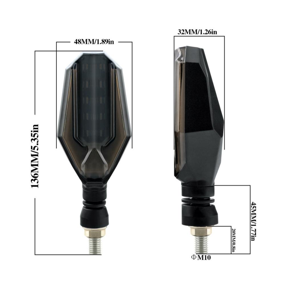 Openmall 2Pcs Lampu Sinyal Belok Motor LED Flasher Blinker Dual Colors Amber Signals Daytime Light Moto Indikator Aksesoris Lampu K2Q8