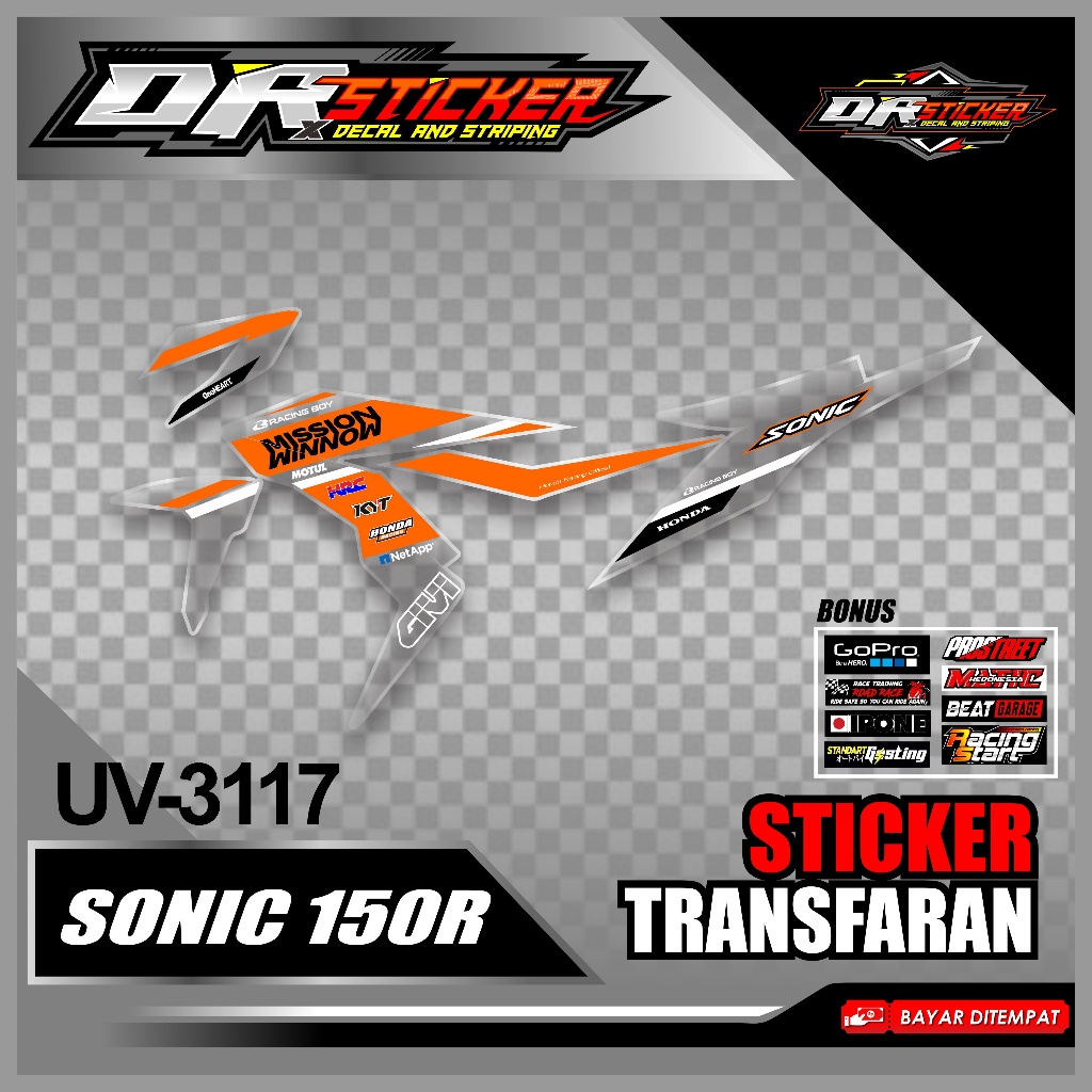 [COD] STICKER STRIPING SONIC 150R DESIGN SIMPLE MISSION // STRIPING TRANSPARAN VARIASI SONIC