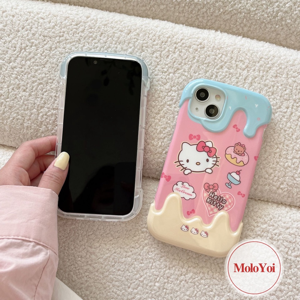 IPHONE Permen 3D Ice Cream Laurel Dog Soft Tpu Case Kompatibel Untuk Iphone11 13 14 12 Pro Max XR XS X Max 7Plus 8 7 Plus Kartun Indah Cinnamoroll Cover