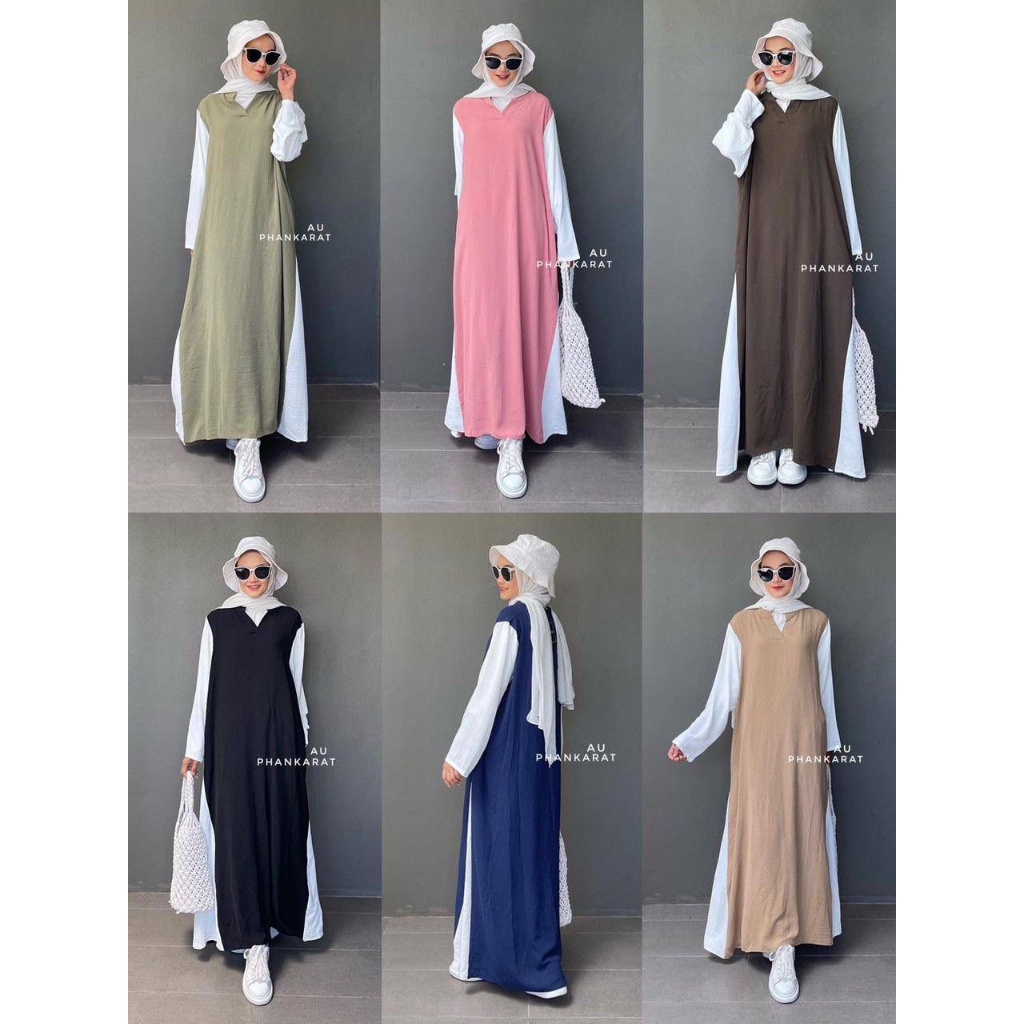 LONG MAXI PHANKARAT LINE WHITE BANGKOK IMPORT PREMIUM GAMIS IMPORT BKK THAILAND PHANKARAT PREMIUM LO