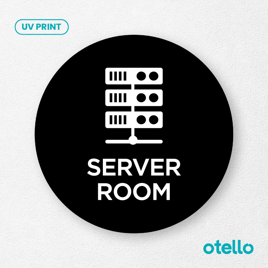 Server Room Signage Board Akrilik Tempel Dinding Papan Acrylic Sign Board Signage Tempel Dinding Tulisan Label Tanda Petunjuk Rambu Aklirik UV Print