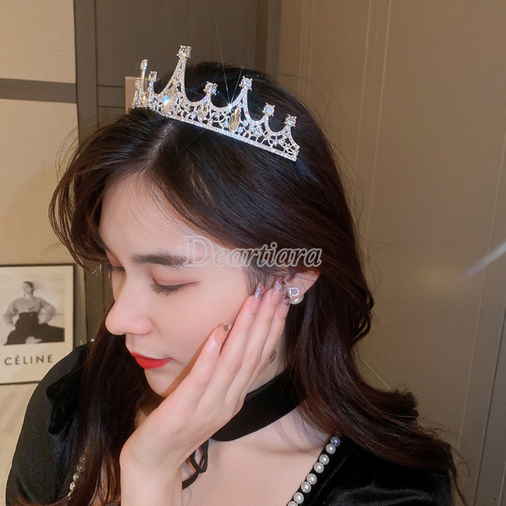 Mahkota Pengantin Hiasan Kepala Kristal Buatan Tangan Hiasan Rambut Bride Crown Princess Birthday Band