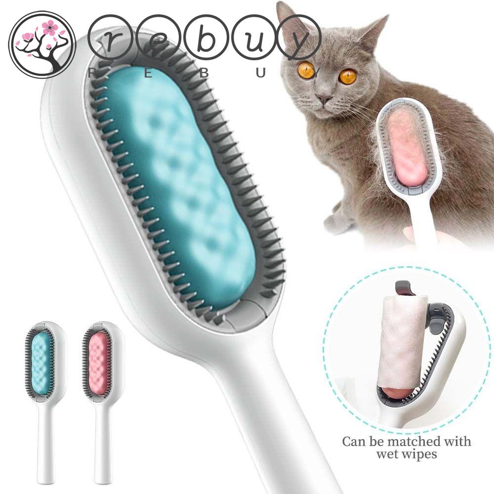 REBUY Rebuy Pet Deshedding Brush Remove Loose Hairs Portable Pet Grooming Slicker Brush Self Cleaning Pet Hair Trimming Perlengkapan Hewan Peliharaan