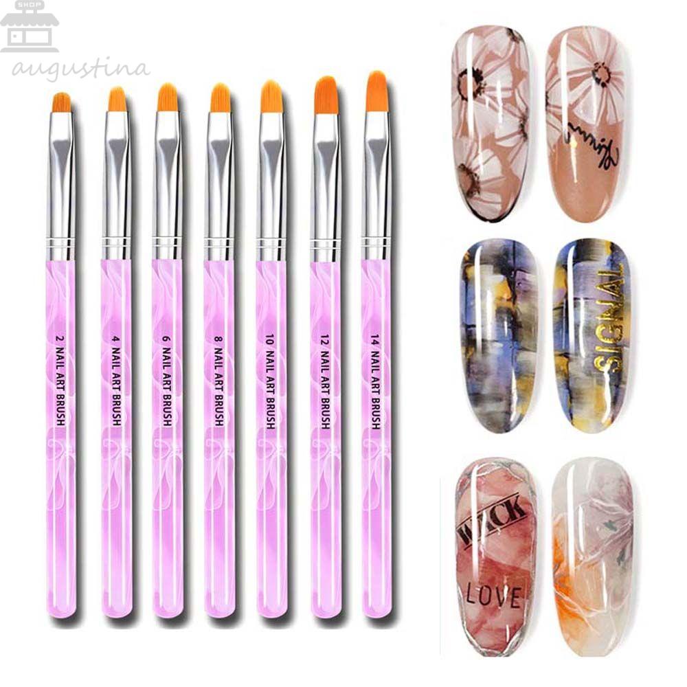 AUGUSTINA Agustina Nail Art Liner Pen Wanita 7 Pcs/set 3D Nail Tips Tarik Sikat Kawat UV Gel Ekstensi Aksesoris Kuku Nail Painting Pen