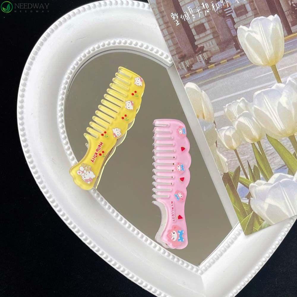 NEEDWAY Sisir Hair Clip Sisir Mini Gadis Memperbaiki Fringe Barrette Melody Cinnamon Dog Anjing Telinga Besar Gaya Korea