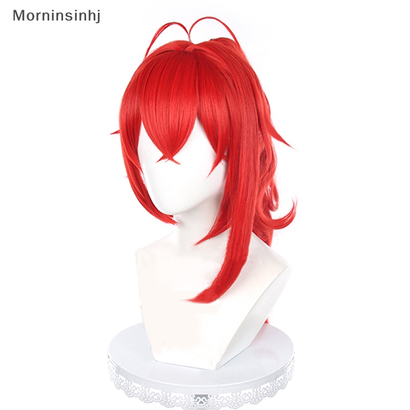 Mornin Genshin Impact Diluc Cosplay Wig Ponytail Tinggi Merah Wig Cosplay Anime id