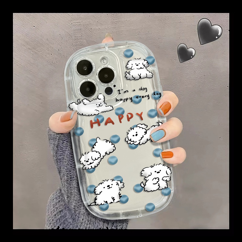 IPHONE Casing Ponsel Tahan Guncangan Anjing Lucu Kompatibel Untuk Iphone14 13 11 Pro Max12 8 7 Plus XS XR X Soft Casing Transparan TPU Silikon Bening Cover Pelindung