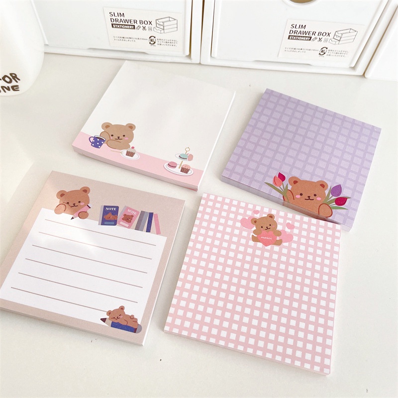 50lembar Gaya Kartun Lucu Anti Lengket Notes Ins Little Bear Collections Kertas Kenyamanan Untuk Kantor Sekolah Supply