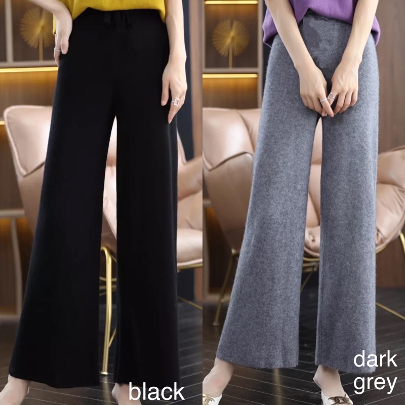 (C97) Celana kulot panjang warna sage / kulot knit panjang 97cm