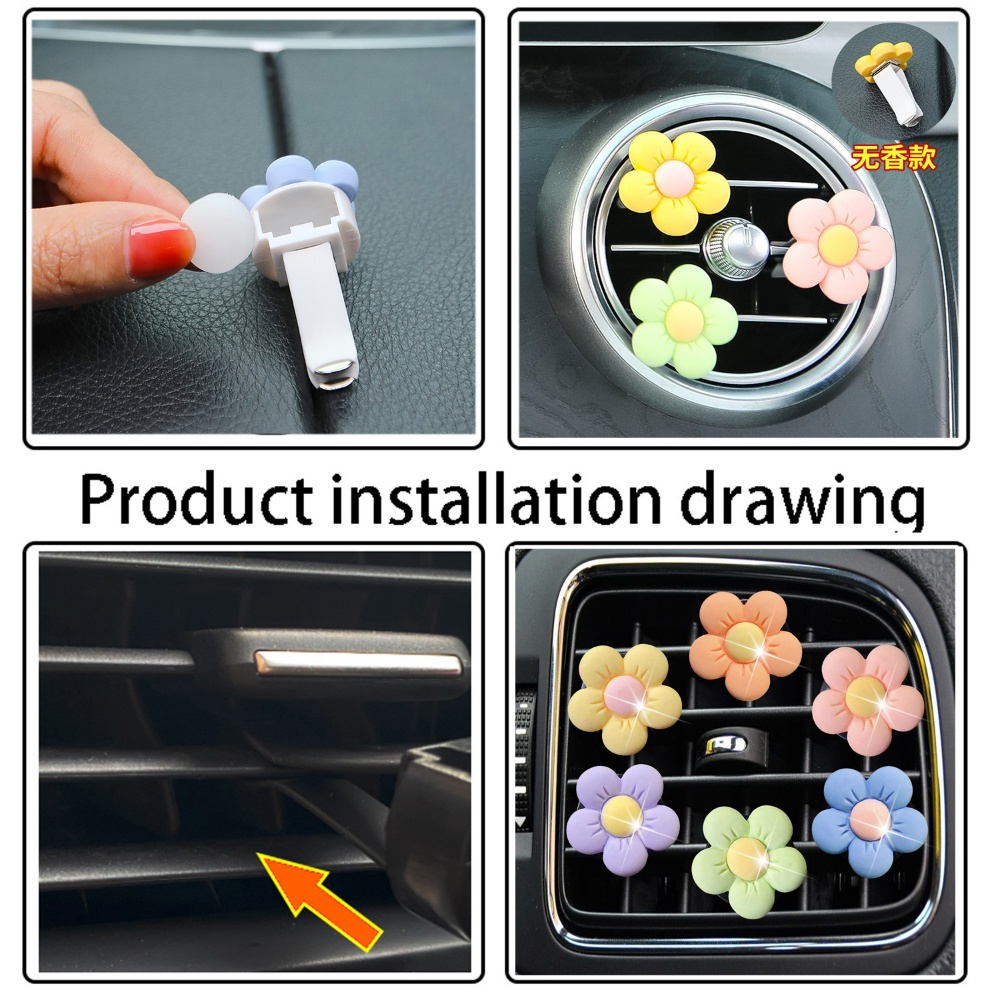 Car Air Outlet Fragrance Decor/Aksesoris Interior Otomatis/Klip Aromaterapi Mobil Pribadi/Klip Hias Bunga Daisy Kecil/Klip Outlet Ac Mobil