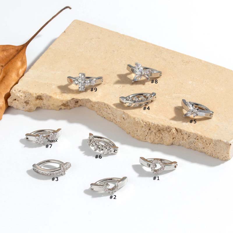 1biji Salib Hati Bunga Bentuk Kupu-Kupu Stainless Steel Pusar Tindik Perut Cincin 14Gauge Warna Emas Perak