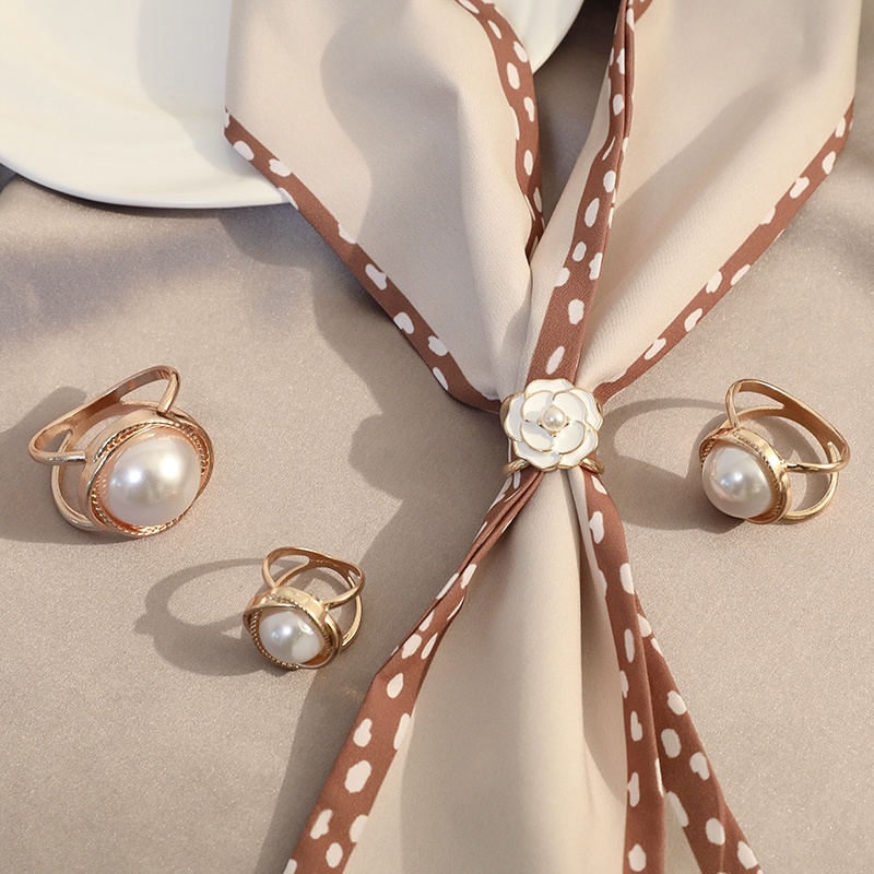 Klip Cincin Syal Sutra Untuk Wanita Bros Ring Wrap Holder Fashion Bulat Lingkaran Klip Sabuk Gesper