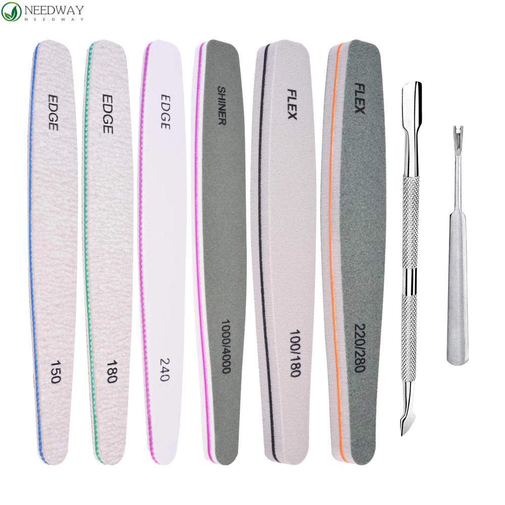 NEEDWAY Nail files 8Pcs /set Gadis Gel Buffing Poles Permukaan Akrilik Alat Perawatan Nail Art